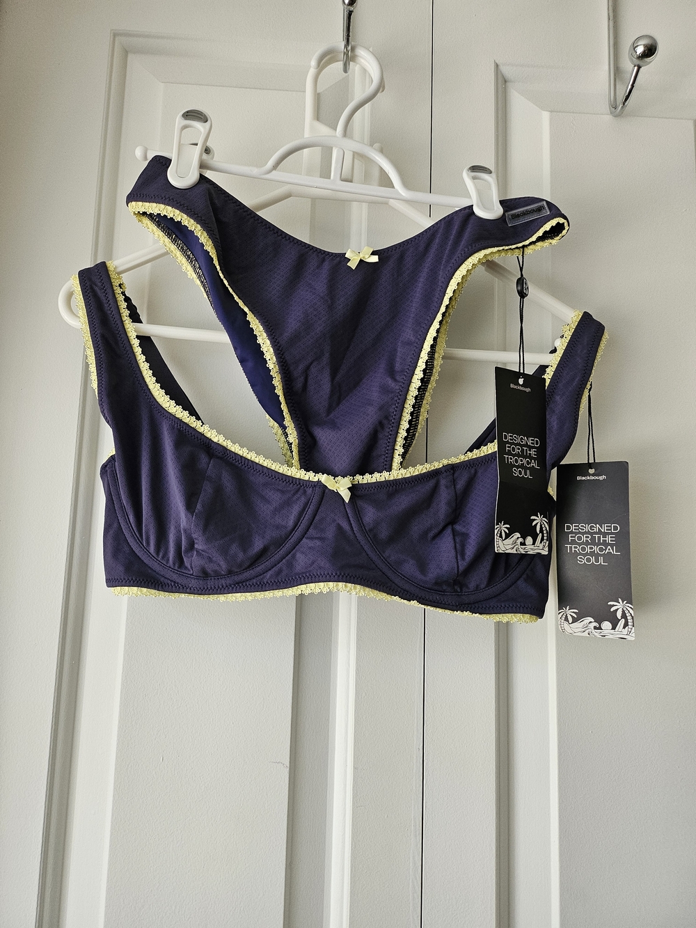 Women’s Navy Blue & Yellow Trim Bikini Swimset – Designed for the Tropical Soul